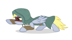 Size: 3600x2000 | Tagged: safe, artist:the smiling pony, imported from derpibooru, derpy hooves, pegasus, pony, .svg available, cloak, clothes, dungeons and dragons, high res, hood, pen and paper rpg, pointing, ranger, rpg, solo, spread wings, squint, svg, vector, wings