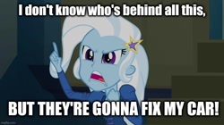 Size: 896x500 | Tagged: safe, edit, edited screencap, imported from derpibooru, screencap, trixie, equestria girls, rainbow rocks, ben 10, ben 10 alien swarm, caption, image macro, imgflip, kevin levin, meme, quote, reference, text, trixie yells at everything