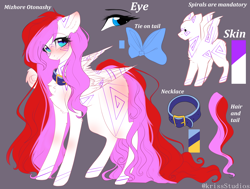 Size: 3696x2800 | Tagged: safe, artist:1fresita, artist:krissstudios, imported from derpibooru, oc, oc only, oc:mizhore, pegasus, pony, female, high res, jewelry, mare, necklace, reference sheet, solo