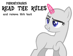 Size: 848x648 | Tagged: safe, artist:kingbases, imported from derpibooru, oc, oc only, pony, unicorn, bald, base, eyelashes, grin, horn, looking back, raised hoof, simple background, smiling, solo, transparent background, unicorn oc