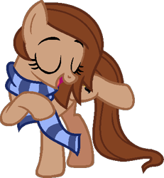 Size: 392x425 | Tagged: safe, artist:pegasski, imported from derpibooru, oc, oc only, earth pony, pony, base used, clothes, earth pony oc, eyelashes, eyes closed, female, mare, open mouth, raised hoof, scarf, simple background, smiling, solo, transparent background