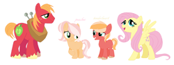 Size: 1270x480 | Tagged: safe, artist:puddycat431, artist:selenaede, imported from derpibooru, big macintosh, fluttershy, oc, oc:peaches, oc:tenderheart, earth pony, pegasus, pony, base used, colt, family, female, filly, fluttermac, male, mare, offspring, parent:big macintosh, parent:fluttershy, parents:fluttermac, shipping, simple background, stallion, straight, white background