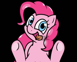 Size: 800x640 | Tagged: safe, artist:pokefound, imported from ponybooru, pinkie pie, earth pony, pony, black background, female, fourth wall, licking, licking screen, looking at you, mare, open mouth, simple background, solo, tongue out