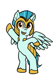 Size: 670x978 | Tagged: safe, artist:neuro, guardian angel (character), pegasus, pony, armor, bipedal, dancing, female, guardsmare, helmet, hoof shoes, looking at you, mare, open mouth, royal guard, simple background, solo, spread wings, transparent background, wings