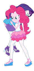 Size: 1613x3315 | Tagged: safe, artist:gmaplay, imported from derpibooru, pinkie pie, rarity, equestria girls, equestria girls series, holidays unwrapped, spoiler:eqg series (season 2), ass, butt, butt touch, clothes, fireman carry, hand on butt, hand on hip, marshmelodrama, o come all ye squashful, ots carry, over the shoulder, rah rah skirt, rarara, rarity being rarity, rarity peplum dress, rearity, simple background, skirt, solo, transparent background, vector