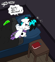 Size: 4297x4912 | Tagged: safe, imported from derpibooru, oc, oc only, oc:frostfire, pegasus, pony, ask, background, sleeping, solo, tumblr comic