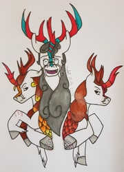 Size: 2624x3637 | Tagged: safe, artist:agdapl, imported from derpibooru, kirin, bust, crossover, glasses, high res, kirin-ified, male, medic, pyro, scout, signature, species swap, team fortress 2, traditional art