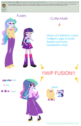 Size: 1060x1656 | Tagged: safe, artist:prettycelestia, imported from derpibooru, princess celestia, twilight sparkle, oc, oc:mystic sunrise, alicorn, human, equestria girls, female, fusion, fusion:princess celestia, fusion:principal celestia, fusion:twilestia, fusion:twilight sparkle, gem fusion, principal celestia, third eye, twilight sparkle (alicorn), wip