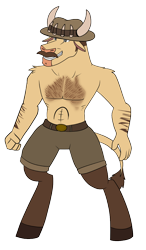 Size: 616x1052 | Tagged: safe, artist:eternity9, imported from derpibooru, minotaur, crossover, male, saxton hale, simple background, solo, team fortress 2, transparent background
