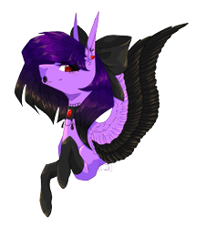 Size: 789x873 | Tagged: safe, artist:lunawolf28, artist:luuny-luna, imported from derpibooru, oc, oc only, pegasus, pony, bow, female, hair bow, mare, simple background, solo, transparent background, two toned wings, wings