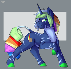 Size: 2804x2699 | Tagged: safe, artist:flashnoteart, imported from derpibooru, oc, oc only, oc:starry comet, pony, zebra, zebracorn, art trade, colored, female, high res, shading, simple background, smiling, solo