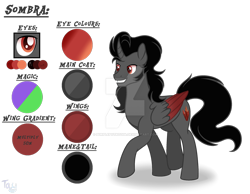 Size: 1280x993 | Tagged: safe, artist:dianamur, artist:purplepotato04, imported from derpibooru, king sombra, alicorn, pony, alicornified, base artist:dianamur, base used, base:dianamur, curved horn, deviantart watermark, horn, nebulaverse, obtrusive watermark, race swap, reference sheet, simple background, solo, sombra's cutie mark, sombracorn, transparent background, two toned wings, watermark, wings