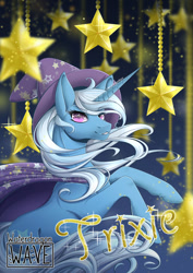 Size: 595x842 | Tagged: safe, artist:waterdragonwave, imported from derpibooru, trixie, pony, unicorn, cheek fluff, ear fluff, looking at you, rearing, solo, speedpaint, speedpaint available, stars