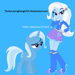 Size: 651x650 | Tagged: safe, artist:mak2020, imported from derpibooru, trixie, pony, unicorn, equestria girls, human ponidox, self ponidox