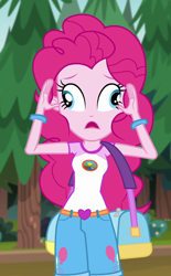 Size: 602x974 | Tagged: safe, imported from derpibooru, screencap, pinkie pie, equestria girls, legend of everfree, cropped, derp, solo