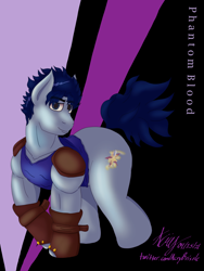 Size: 6000x8000 | Tagged: safe, artist:acrylicbristle, imported from derpibooru, earth pony, pony, absurd resolution, anime, buff, clothes, crossover, cutie mark, hoof gloves, jojo's bizarre adventure, jonathan joestar, lidded eyes, looking at you, male, muscles, phantom blood, ponified, shoulder pads, solo, stallion