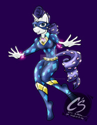 Size: 1024x1326 | Tagged: safe, alternate version, artist:adhiguna, artist:johnathon-matthews, imported from derpibooru, radiance, rarity, anthro, unguligrade anthro, unicorn, deviantart watermark, female, hero, heroine, jewelry, obtrusive watermark, power ponies, solo, watermark