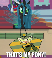 Size: 1280x1439 | Tagged: safe, edit, edited screencap, imported from derpibooru, screencap, queen chrysalis, changeling, changeling queen, a canterlot wedding, season 2, antagonist, female, hostile makeover, meme, my life as a teenage robot, that's my pony, that's my x, vexus