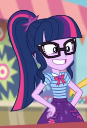 Size: 841x1236 | Tagged: safe, imported from derpibooru, screencap, sci-twi, sunset shimmer, twilight sparkle, equestria girls, equestria girls series, rollercoaster of friendship, adorkable, cropped, cute, smiling, teeth, twiabetes