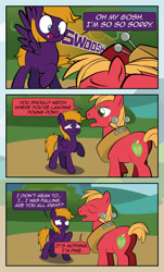 Size: 1280x2113 | Tagged: safe, artist:alexdti, imported from derpibooru, big macintosh, oc, oc:ale, oc:purple creativity, earth pony, pegasus, pony, comic:quest for friendship, comic, female, mare