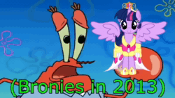 Size: 568x320 | Tagged: safe, artist:coolcat001100, edit, imported from derpibooru, twilight sparkle, alicorn, 2015, alicorn drama, animated, clothes, coronation dress, drama, drama bait, dress, mr. krabs, op is a duck, sound, spongebob squarepants, twilight sparkle (alicorn), webm, youtube poop
