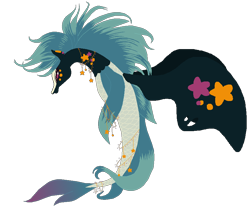Size: 898x742 | Tagged: safe, artist:dead-s0ul, imported from derpibooru, oc, oc only, sea pony, dorsal fin, eyelashes, fish tail, flowing mane, jewelry, looking down, purple eyes, scales, simple background, solo, tail, transparent background, wings