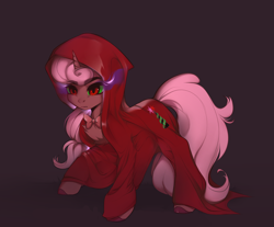 Size: 3500x2891 | Tagged: safe, artist:yakopak, imported from derpibooru, oc, oc only, oc:rose tint, pony, unicorn, fanfic:that time i got reincarnated as a pony, corrupted, high res, male, solo, sombra eyes, stallion
