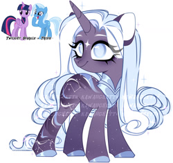 Size: 1280x1202 | Tagged: safe, artist:kawaiighetto, imported from derpibooru, trixie, twilight sparkle, oc, alicorn, pony, unicorn, base used, coat markings, facial markings, female, fusion, lesbian, magical lesbian spawn, mare, obtrusive watermark, offspring, parent:trixie, parent:twilight sparkle, parents:twixie, shipping, star (coat marking), twilight sparkle (alicorn), twixie, watermark
