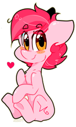 Size: 2104x3504 | Tagged: safe, artist:cookietasticx3, imported from derpibooru, oc, oc only, earth pony, pony, blush sticker, blushing, earth pony oc, heart, high res, simple background, sitting, smiling, solo, transparent background