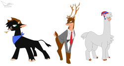 Size: 1151x613 | Tagged: safe, imported from derpibooru, arizona cow, paprika paca, velvet reindeer, alpaca, cow, deer, reindeer, them's fightin' herds, arizona (tfh), community related, original character do not steal, paprika (tfh), velvet (tfh)