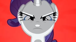 Size: 857x482 | Tagged: safe, edit, edited screencap, imported from derpibooru, screencap, rarity, sisterhooves social, angry, cropped, cute, looking at you, madorable