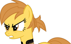 Size: 1103x678 | Tagged: safe, artist:kingbases, artist:pegasski, imported from derpibooru, oc, oc only, oc:anna autumn, earth pony, pony, fallout equestria, angry, base used, bust, earth pony oc, eyelashes, female, mare, simple background, solo, transparent background