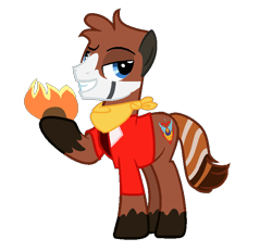 Size: 700x647 | Tagged: safe, artist:ngthanhphong, imported from derpibooru, oc, red panda, red panda pony, fire, male, pony form, requested art, stallion