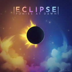 Size: 1200x1200 | Tagged: safe, artist:anticular, imported from derpibooru, album cover, cloud, eclipse, moon, no pony, ponies at dawn, solar eclipse, sun