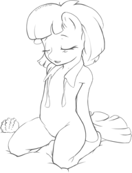 Size: 429x559 | Tagged: safe, artist:stratodraw, imported from derpibooru, coco pommel, semi-anthro, adorasexy, cocobetes, cute, eyes closed, kneeling, monochrome, sexy, solo