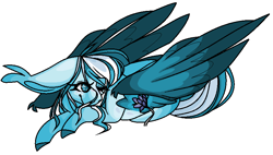 Size: 833x472 | Tagged: safe, artist:dramaostrich, imported from derpibooru, oc, oc only, oc:angle, pegasus, pony, female, flower, lying down, shading, simple background, solo, two toned mane, white background