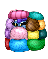 Size: 1280x1595 | Tagged: safe, artist:ladylullabystar, imported from derpibooru, oc, oc:sektiss, changeling, pillow, pillow fort, simple background, solo, transparent background