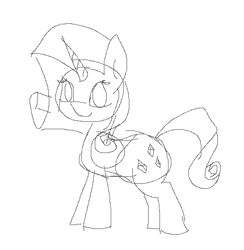 Size: 430x441 | Tagged: safe, artist:firecracker, rarity, pony, unicorn, aggie.io, female, horn, mare, simple background, sketch, solo