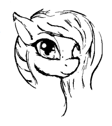Size: 366x410 | Tagged: safe, artist:anonymous, oc, oc only, oc:tracy cage, earth pony, pony, aggie.io, female, mare, simple background, sketch, smiling, solo