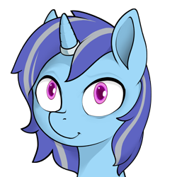 Size: 4000x4000 | Tagged: safe, alternate version, artist:darkdoomer, imported from ponybooru, oc, oc only, oc:sapphire soulfire, unicorn, blue coat, cute, female, gray mane, horn, horn ring, older, pink eyes, ring, shrunken pupils, simple background, smiling, solo, this will end in necromancy, transparent background, two toned mane