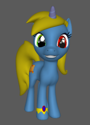 Size: 711x986 | Tagged: safe, imported from derpibooru, oc, oc only, oc:palletmover, pony, unicorn, pony creator, 3d, female, heterochromia, mare, solo