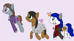 Size: 1280x720 | Tagged: safe, artist:fruiitypieq, artist:shycookieq, imported from derpibooru, oc, oc only, earth pony, pony, zebra, base used, clothes, earth pony oc, female, grin, mare, pronking, simple background, smiling, zebra oc