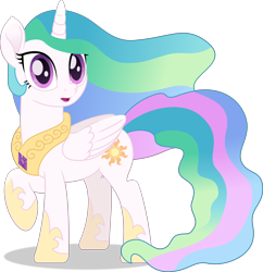 Size: 9015x9305 | Tagged: safe, artist:thatusualguy06, imported from derpibooru, princess celestia, alicorn, pony, .svg available, :o, absurd resolution, clothes, female, jewelry, mare, movie accurate, open mouth, raised hoof, regalia, shoes, show accurate, simple background, solo, transparent background, vector