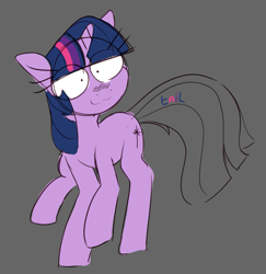 Size: 861x885 | Tagged: safe, artist:lockheart, imported from derpibooru, twilight sparkle, pony, unicorn, :3, colored sketch, female, gray background, mare, simple background, solo, tail, unicorn twilight