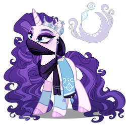 Size: 1606x1600 | Tagged: safe, artist:gihhbloonde, imported from derpibooru, oc, oc only, pony, unicorn, crown, female, jewelry, long mane, long tail, magical lesbian spawn, mare, not rarity, offspring, parent:amira, parent:rarity, regalia, simple background, solo, transparent background, veil
