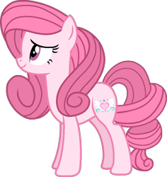 Size: 790x837 | Tagged: safe, artist:muhammad yunus, artist:tanahgrogot, imported from derpibooru, oc, oc only, oc:annisa trihapsari, earth pony, pony, alternate hairstyle, base used, earth pony oc, female, mare, pink body, pink hair, sad, sad pony, simple background, smiling, solo, transparent background, vector