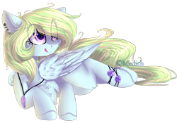 Size: 2924x2050 | Tagged: safe, artist:mediasmile666, imported from derpibooru, oc, oc only, pegasus, pony, ear piercing, female, high res, jewelry, licking, licking lips, lying, mare, pendant, piercing, simple background, solo, tongue out, transparent background