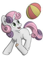 Size: 1280x1811 | Tagged: safe, artist:db, artist:dbcreativeart, imported from derpibooru, sweetie belle, pony, unicorn, ball, cute, diasweetes, open mouth, solo