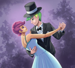 Size: 1883x1700 | Tagged: safe, artist:scs-g3-n17, imported from derpibooru, scootaloo, spike, human, clothes, dress, female, humanized, male, marriage, scootaspike, shipping, straight, wedding, wedding dress