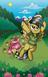 Size: 400x634 | Tagged: safe, artist:marybellamy, idw, imported from derpibooru, daring do, fluttershy, hamster, pegasus, pony, colored, comic cover, finished version, obtrusive watermark, watermark